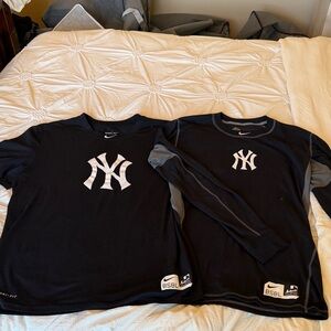 ✅2 Nike dark blue/navy  New York Yankees Short & Long Sleeve Shirts. Men’s LARGE